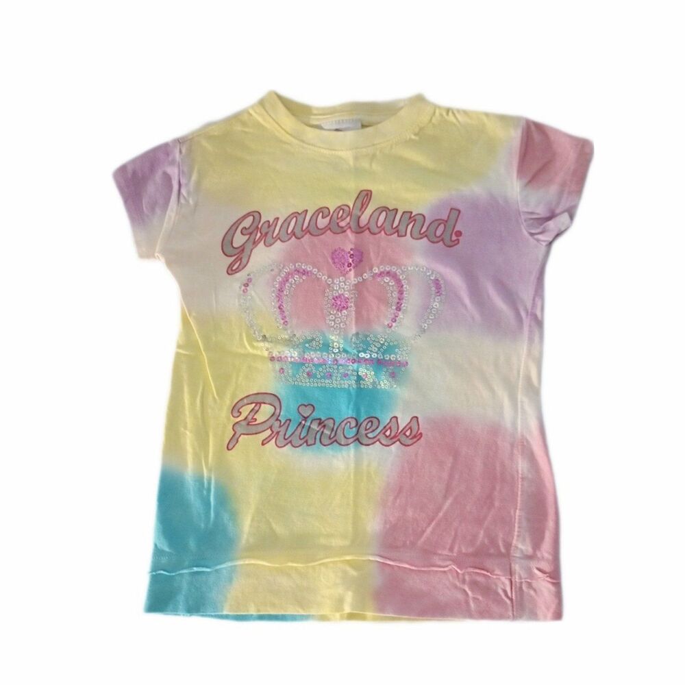 Graceland Princess Short Sleeve Tie Dye Top sz M Girls Elvis Gift Shop